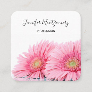 Rosa Gerbera Daisy Elegant Photo Square Fyrkantigt Visitkort
