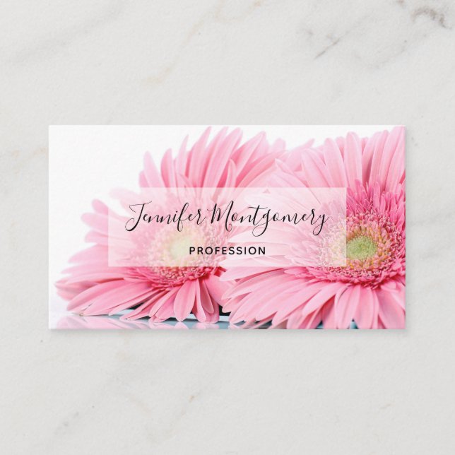 Rosa Gerbera Daisy Elegant Photo Visitkort (Framsida)