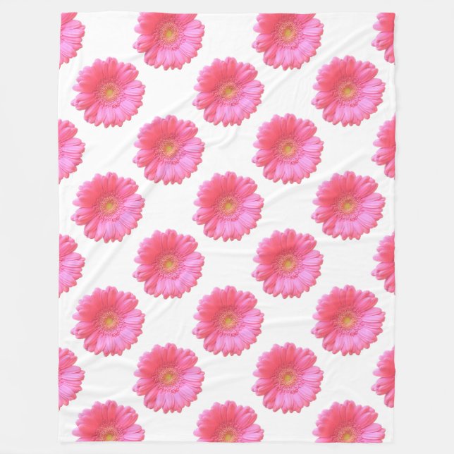Rosa gerbera daisy fleecefilt (Framsidan)