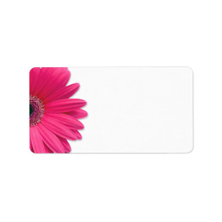 Rosa Gerbera Daisy Flower Bröllop Blank Adress Adressetikett