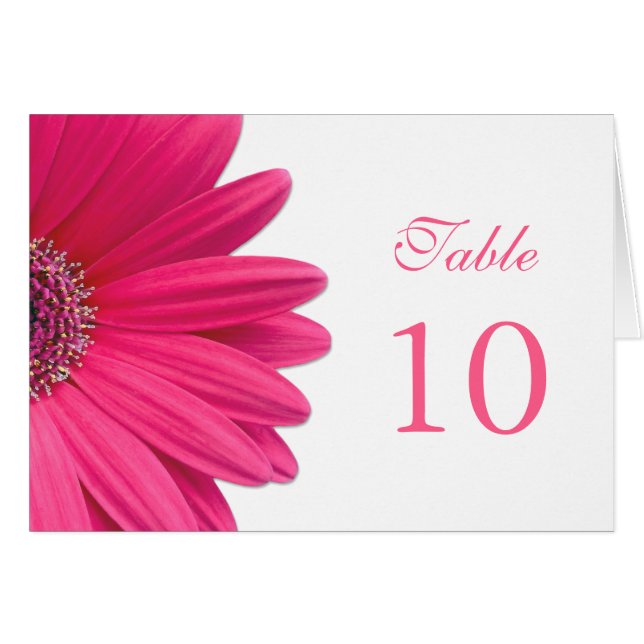Rosa Gerbera Daisy Flower Bröllop Tält Bord Card Hälsningskort (Framsidan Horizontal)