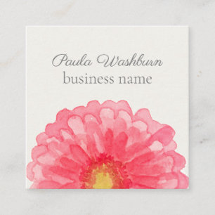 Rosa Gerbera Daisy Flower Eggshell White Fyrkantigt Visitkort