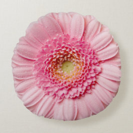 Rosa Gerbera Daisy Flower Round Pillow Rund Kudde