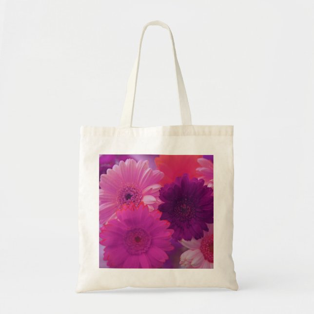 Rosa Gerbera Daisy Flowers Art Tote bags Tygkasse (Framsidan)