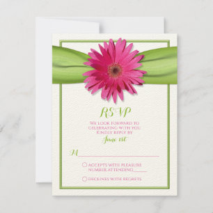 Rosa Gerbera Daisy Grönt Band Bröllop Svar