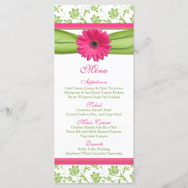 Rosa Gerbera Daisy Grönt Blommigt Bröllop Menu Meny