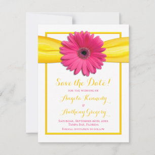 Rosa Gerbera Daisy Gul Band Bröllop Spara Datumet