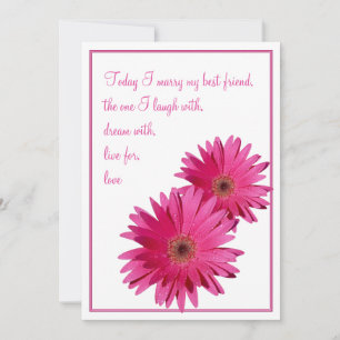 Rosa Gerbera Daisy I dag Bröllopinbjudan Inbjudningar
