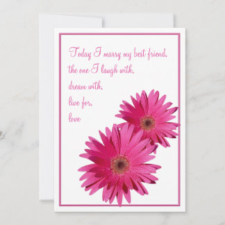 Rosa Gerbera Daisy I dag Bröllopinbjudan Inbjudningar