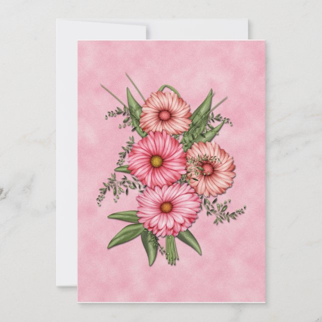 Rosa Gerbera Daisy Inbjudan (Framsida)