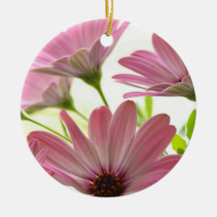 Rosa Gerbera Daisy Julgransprydnad Keramik