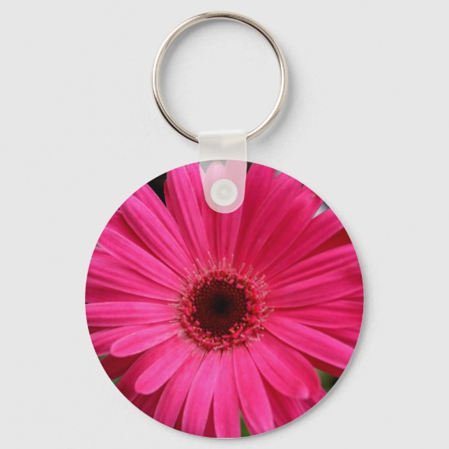 Rosa Gerbera Daisy Keychain Nyckelring (Framsida)