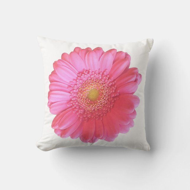 Rosa gerbera daisy kudde (Framsida)