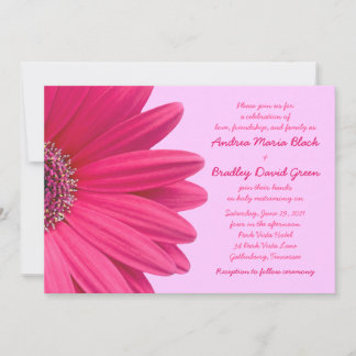 Rosa Gerbera Daisy Lilac Lila bröllopsinbjudan Inbjudningar