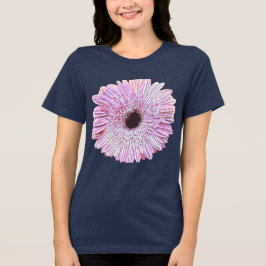 Rosa Gerbera Daisy Marinblå T-Shirt