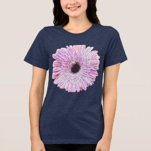 Rosa Gerbera Daisy Marinblå T-Shirt