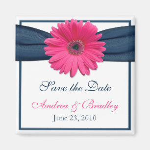 Rosa Gerbera Daisy Monogram Bröllop Magnet