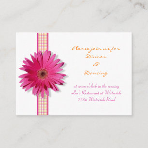 Rosa Gerbera Daisy Mottagningskort Tilläggskort