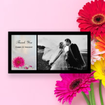 Rosa Gerbera Daisy och Buttons Bröllop Tack