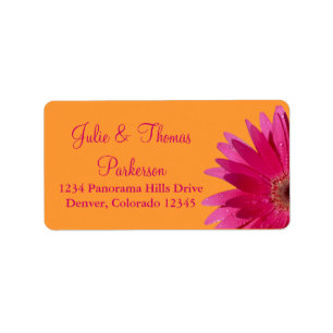 Rosa Gerbera Daisy Orange Bröllop Adressetiketter