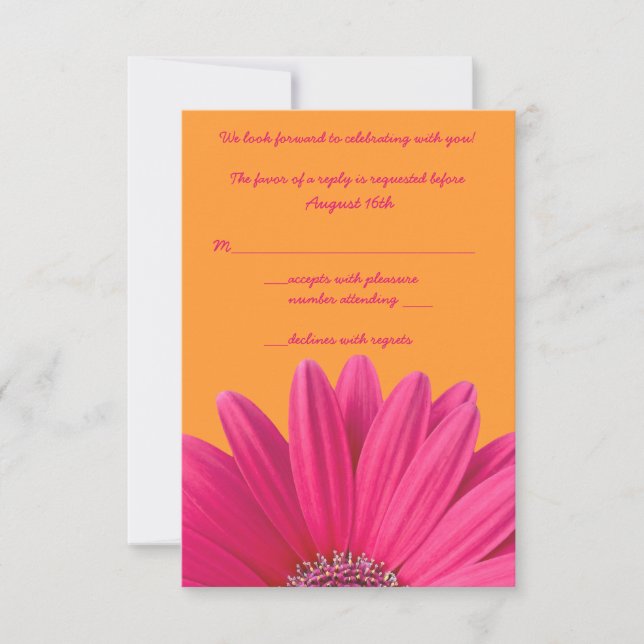 Rosa Gerbera Daisy Orange Bröllop OSA Card (Framsida)