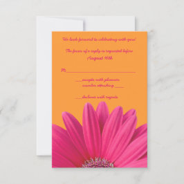 Rosa Gerbera Daisy Orange Bröllops-Svarskort OSA Kort
