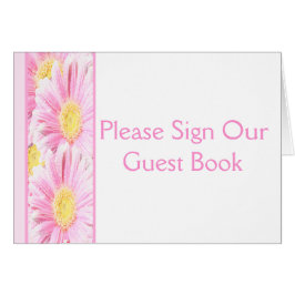 Rosa Gerbera-Daisy på vita Bord-kort Hälsningskort