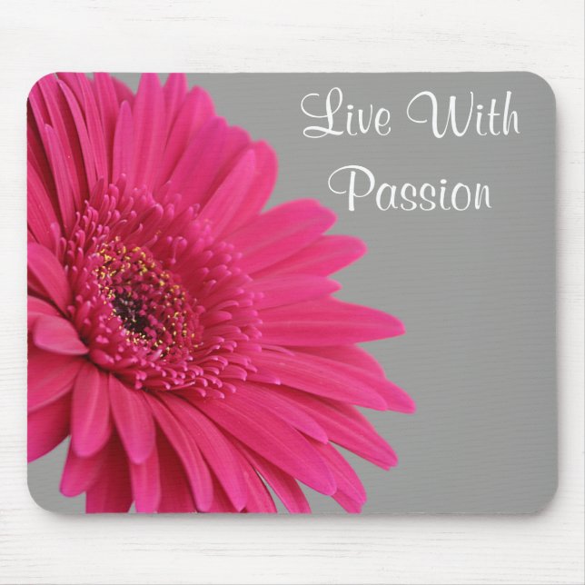 Rosa Gerbera Daisy Passion Motivational Mousepad Musmatta (Framsidan)