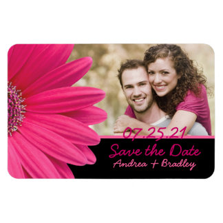 Rosa Gerbera Daisy Photo Bröllop Magnet