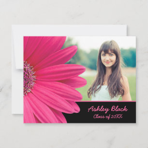 Rosa Gerbera Daisy Photo Studenten bjudan Inbjudningar