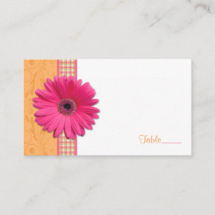 Rosa Gerbera Daisy Play Ribbon Bröllop Place Card Placeringskort