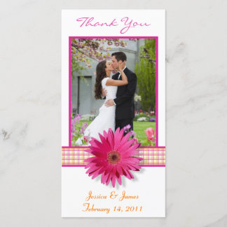 Rosa Gerbera Daisy Play Ribbon Bröllop Tack Kort