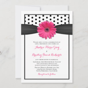 Rosa Gerbera Daisy Polka Dot Wedding bjudande in Inbjudningar