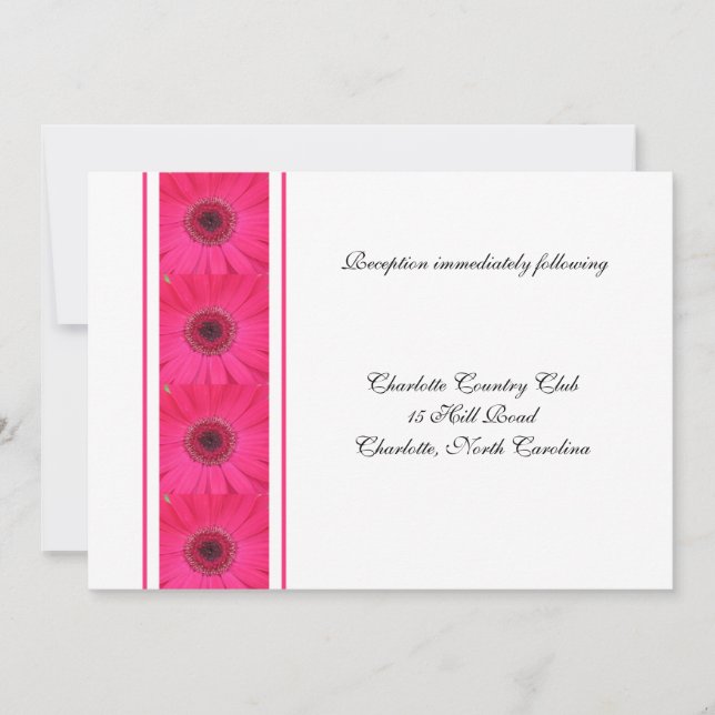 Rosa Gerbera Daisy Reception Wedding bjudande in Inbjudningar (Framsida)