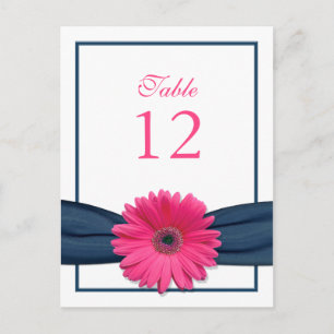 Rosa Gerbera Daisy Ribbon Bordsnummer Card