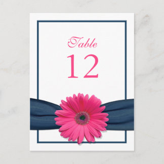 Rosa Gerbera Daisy Ribbon Bordsnummer Card