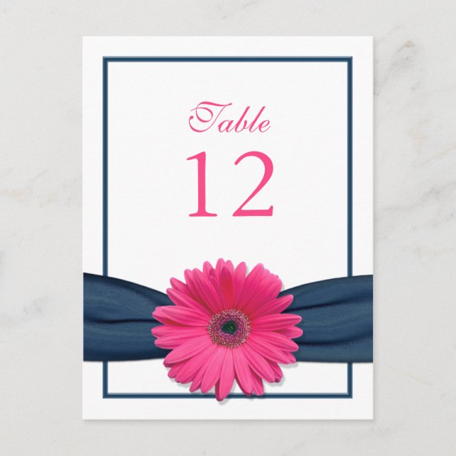 Rosa Gerbera Daisy Ribbon Bordsnummer Card (Framsida)