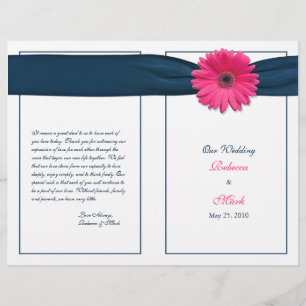 Rosa Gerbera Daisy Ribbon Bröllopsprogram