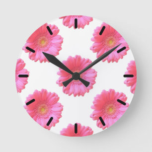 Rosa gerbera daisy rund klocka