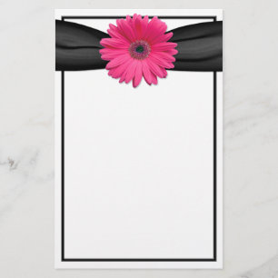 Rosa Gerbera Daisy Stationery Brevpapper
