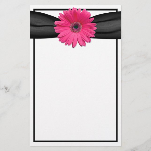 Rosa Gerbera Daisy Stationery Brevpapper (Framsida)