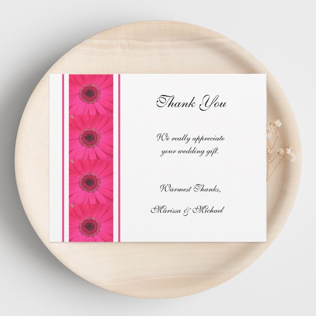 Rosa Gerbera Daisy Tack Bröllop Card Kort (Skapare uppladdad)