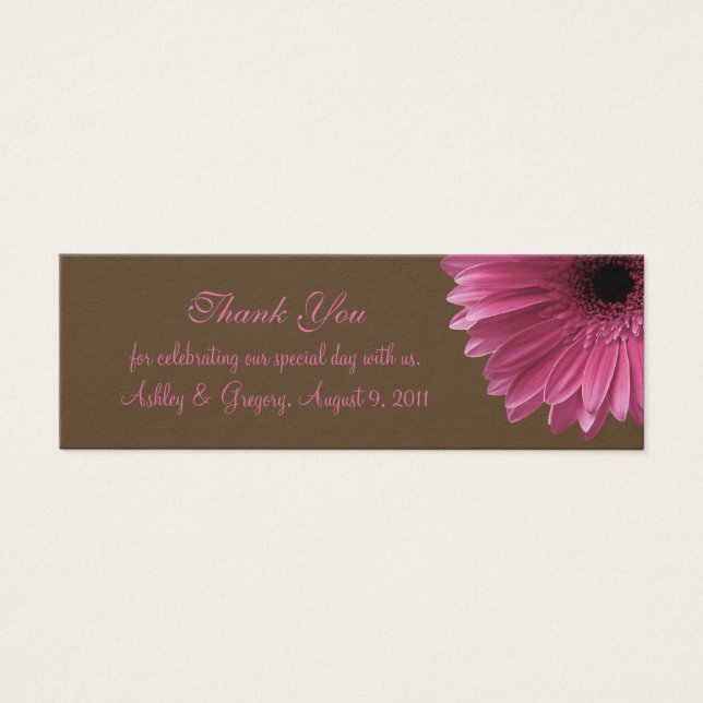 Rosa Gerbera Daisy Wedding Favor Märkre Litet Visitkort (Framsidan)