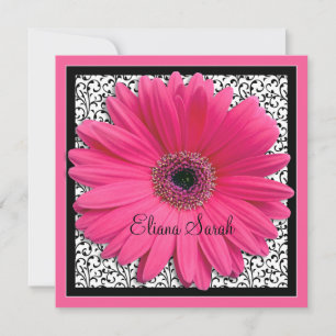 Rosa Gerbera Daisys Bat mitzvah inbjudan