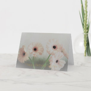 Rosa Gerbera Flowers Birthday Kort