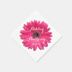 Rosa Gerbera Gerber Daisy Personlig Bröllop Pappersservett