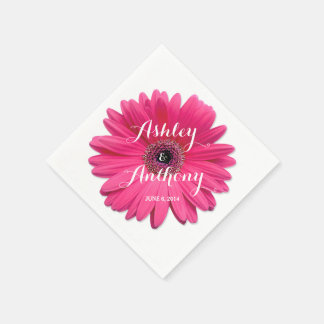 Rosa Gerbera Gerber Daisy Personlig Bröllop Pappersservett