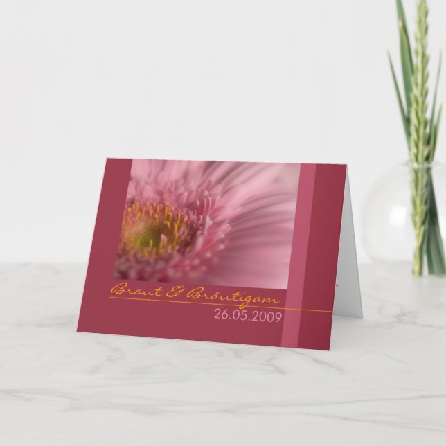 Rosa Gerbera •, Hochzeitseinladung Kort (Framsida)
