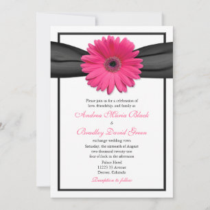 Rosa Gerbera med inbjudan till Black Ribbon