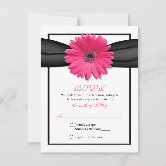 Rosa Gerbera med svarskort från Black Ribbon OSA Kort (Framsida)
